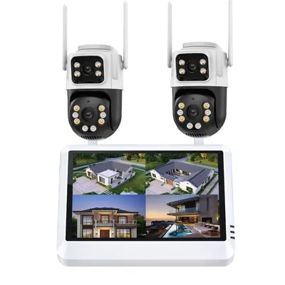 CCTV监控系统wifi带屏双目球机监控摄像头套装摄像头带屏录像机
