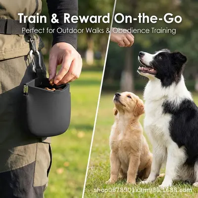 Portable Pet Treat Bag for Dogs and Cats, Travel Food Storage Pouch
