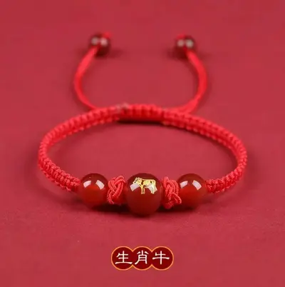 2026 Pferdjahr zwölf Tierkreiszeichen rote Schnur Armband Herren und Damen Geburtsjahr geflochtenes rotes Seil Drache Pferd Ratte Hase Rind Armband - 8