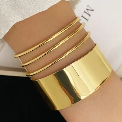 Im europäischen und amerikanischen Internet berühmter übertriebener breiter glänzender Armreif im böhmischen Stil mehrschichtiges Legierungsarmband Damenhandschmuck - 7