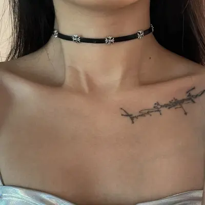 Punk tarzı siyah deri haçlı choker kolye - 7