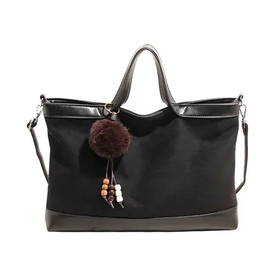 Large-Capacity Suede-Look Tote Bag with Single Shoulder Strap for Commuting - 10