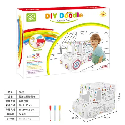 Abwischbares DIY-Spielhaus aus Karton, 3D-Puzzle, Lernspielzeug