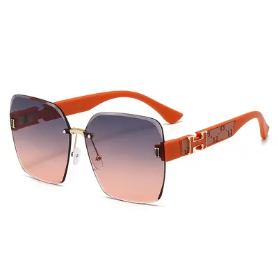 Women's Rimless Oversized Sunglasses, Face-Flattering Design - 3