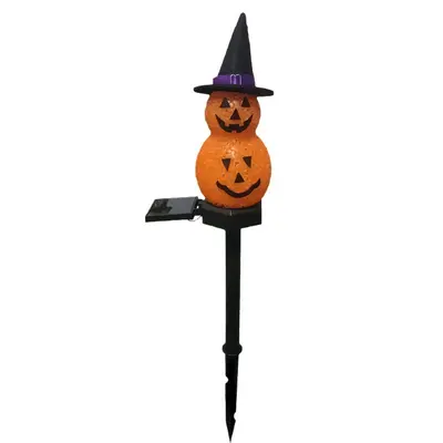Solar Pumpkin Light with Cute Ghost Design, Halloween Ground Lamp