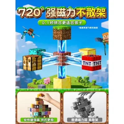 Minecraft Magnetbausteine komplettes Set mit Originalfiguren - 3