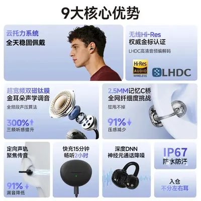 Minimalist U53 Bone Conduction Ear Clip Bluetooth Wireless Headphones High Appearance High Sound Quality Long Battery Life Noise Cancellation Universal