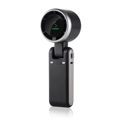 607 Mini Neck-Hanging Handheld Fan, USB Rechargeable, Digital Display, Foldable - 9