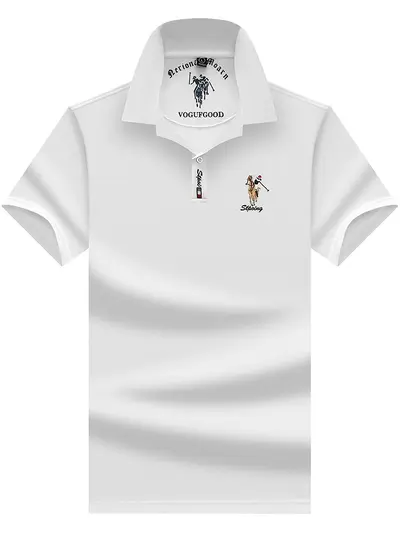 Men's Short Sleeve Pure Cotton Solid Color Polo Shirt