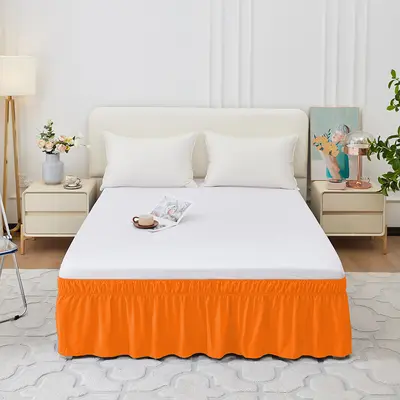 Elastic Pleated Hotel Bed Skirt, Solid Color, Single Size - 11