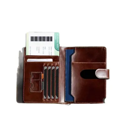 Deri pasaport cüzdanı, erkek, gerçek deri, RFID, çok kartlı