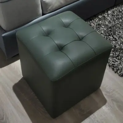 Yuvarlak deri puf, ev tipi ayakkabı değiştirme tabureşi - 8
