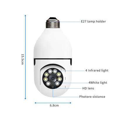 AiJia Solution YCC365PLUS Lamba Tutucu Minion Ampul İzleme Ev Uzaktan Kumandalı HD Lamba Tutucu Kamera