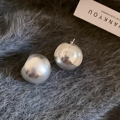 Silver Circle Earrings, Needle Post Studs - 10
