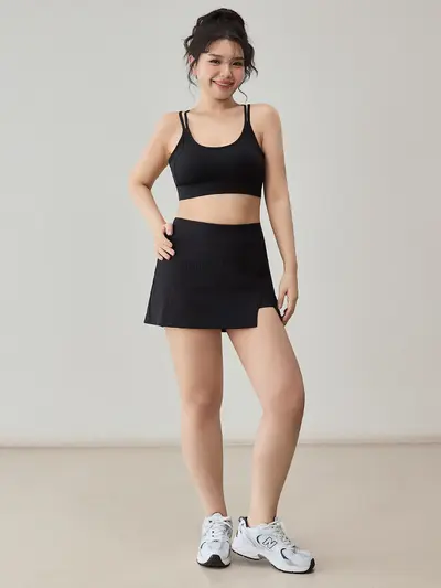Women's High Waist Tennis Skirt with Shorts Yoga Sports Skirt Set
