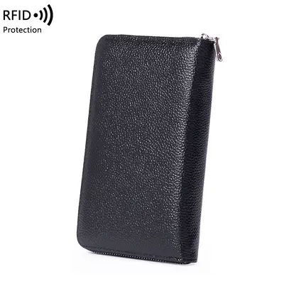 Hakiki deri çok kartlı RFID uzun cüzdan - 5