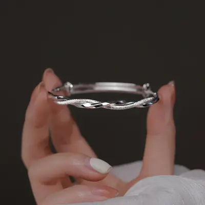 Möbius halka gümüş kaplama kadın bilekliği, niş tasarım - 5