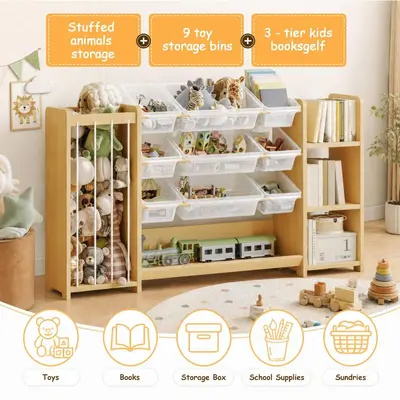 New Solid Wood Toy Rack Montessori Bookshelf Kindergarten Toy Storage Shelf Multi-layer Children's Toy Organizer