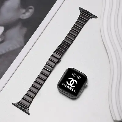 Apple Watch S10/11 için metal bambu eklemli kordon, kelebek toka - 8
