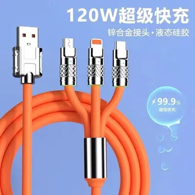 1'e 3 Hızlı Şarj Veri Kablosu Apple Android Huawei USB-C Süper Hızlı Şarj Kablosu 3 in 1 Fabrika - 2