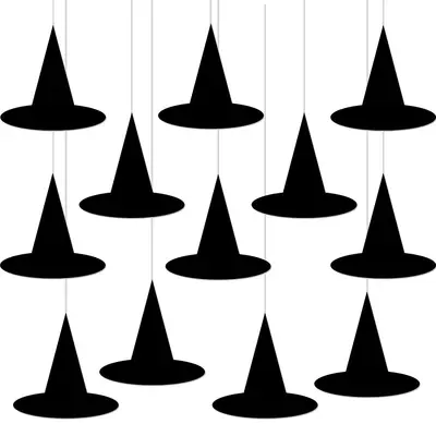 Neue Halloween-Partydeko von Amazon, kreative Hexenhut-Papierkette, Partybühnen-Arrangement, dekorative Kette