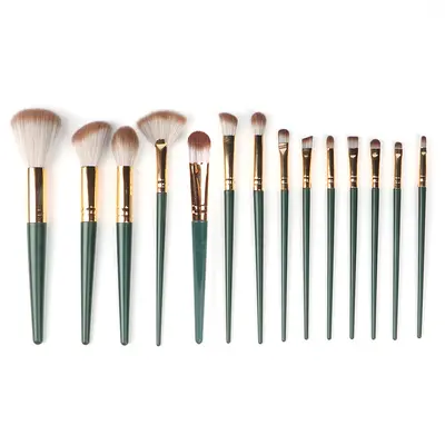 14-Piece Green Cloud Makeup Brush Set Cangzhou Soft Hair Eyeshadow Loose Powder Blush Foundation Brush Cheek Blush Brush Beauty Makeup Tools Wholesale