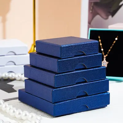 In-Stock Cross-Border Jewelry Box 1.6cm Top and Bottom Lid Necklace Earring Pearl Jewelry Box Ring Earring Packaging Box