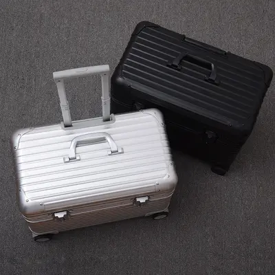 German full aluminum magnesium alloy flip-top camera long suitcase 18 inch wheeled small trolley suitcase men's suitcase - 4