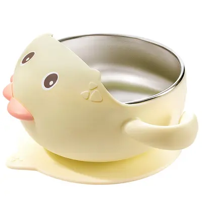 Babynahrungsschüssel-Set aus Edelstahl mit Silikon-Saugfuß