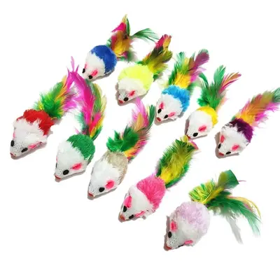 Colorful Feather Mouse Cat Teaser Toy - 6