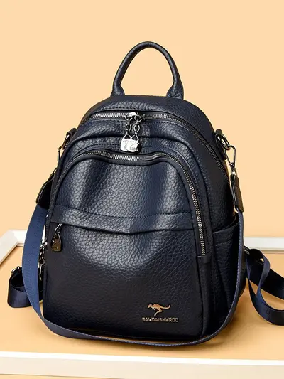 Soft Leather Backpack, Large Capacity, Multifunctional Travel Backpack - 4