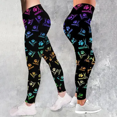 Kadın 3D Dijital Baskılı Retro Spor Yoga Pantolonu, Elastik Tayt - 10