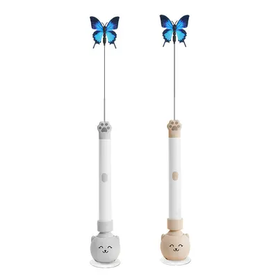 Butterfly Cat Teaser Wand, Rechargeable, Suction Cup Base - 6