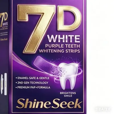 Gold 7D Purple Whitening Dry Teeth Strips, No Residue, PAP+ Formula - 3