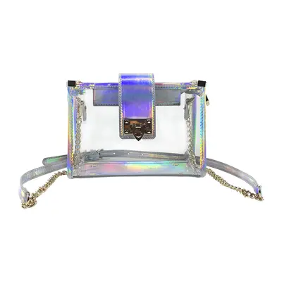 Yeni PVC şeffaf çanta kadın çantası şık moda ağrı çantası lazer omuz crossbody çanta moda zincir küçük kare çanta