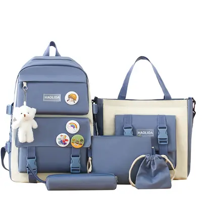 Öğrenci sırt çantası, dört parçalı set, Harajuku tarzı - 7