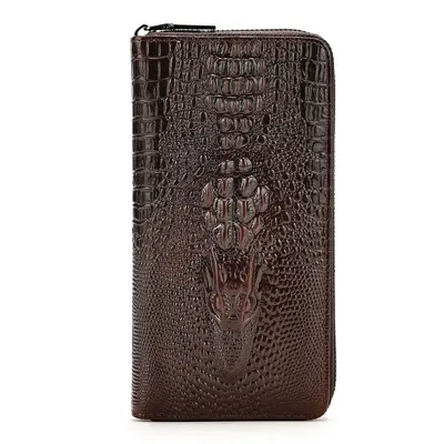 Crocodile Pattern Men's Genuine Leather Clutch Wallet with RFID Protection - 11