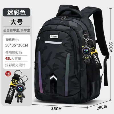Boys' Schoolbag for Junior and High School Students, Large Capacity, Spine Protection - 10