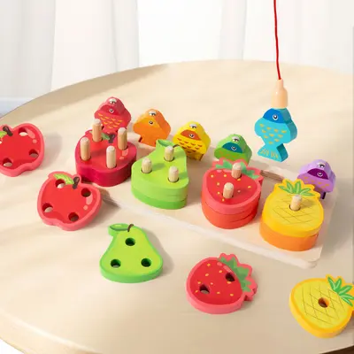Wooden Fruit Bead Stringing Toy, Montessori Early Education for Toddlers - 2