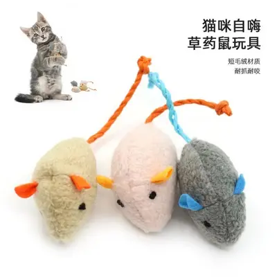 Realistic Mouse Cat Toy Set with Catnip and Teaser Wand - 4