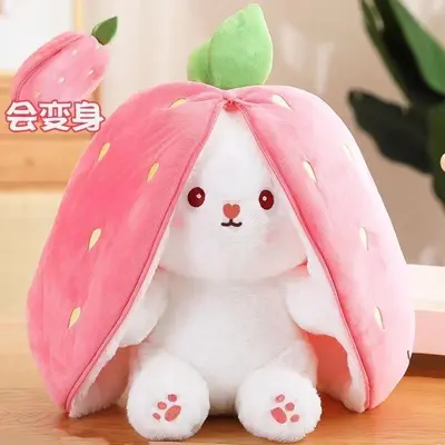 Peluş oyuncak bebek bebek yastık toptan çilek tavşan tavşan havuç doğum günü hediyesine dönüştü - 7