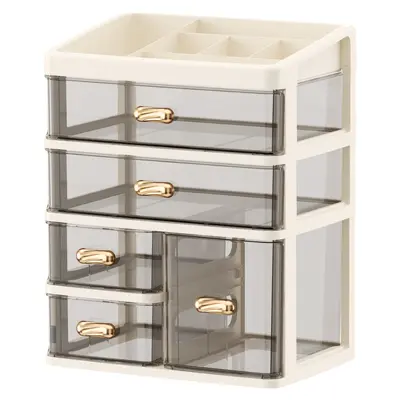 Dustproof large capacity vanity cosmetics storage organizer with drawers