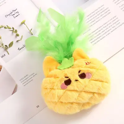 Ananas figürlü kedi oyuncağı, kedi nanesi dolgulu, oyun çubuklu - 4