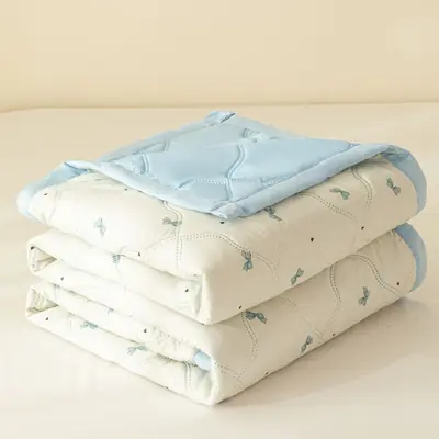 Fresh Style Water-Washed Cotton Brushed Summer Quilt Air-Conditioning Comforter Simple Student Dormitory Single Double Person Summer Cool Quilt Summer Thin Bedding - 5