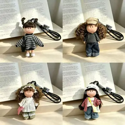 14cm Spanish Potato Doll Lanyard Doll Pendant Girl Key Ring Buckle Figure Toy Plush Doll Gift