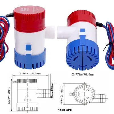 12V RV Water Pump 1100 GPH Submersible DC Pump for Yachts and RVs - 4