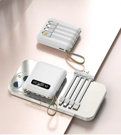 National Standard 3C Certified Mini Power Bank 20000mAh Large Capacity Compact Portable Built-in Cable Mobile Power Supply Cross-border - 8
