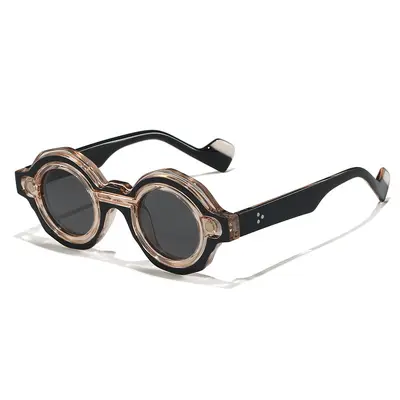 Round Retro Magnetic Sunglasses, Blue Light Blocking, Thick Frame - 8