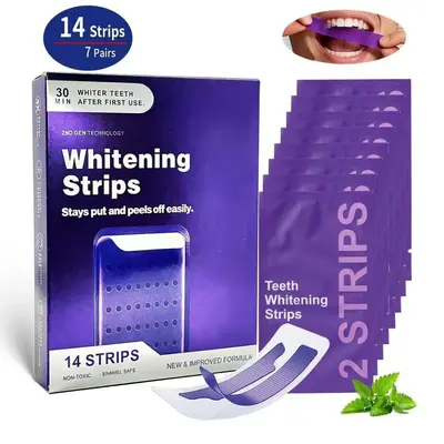 V34 Purple Teeth Whitening Strips, Yellowing Removal, Dry Strips - 7