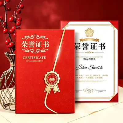 Ribbon Badge Honor Certificate Cover Pearlescent Glitter